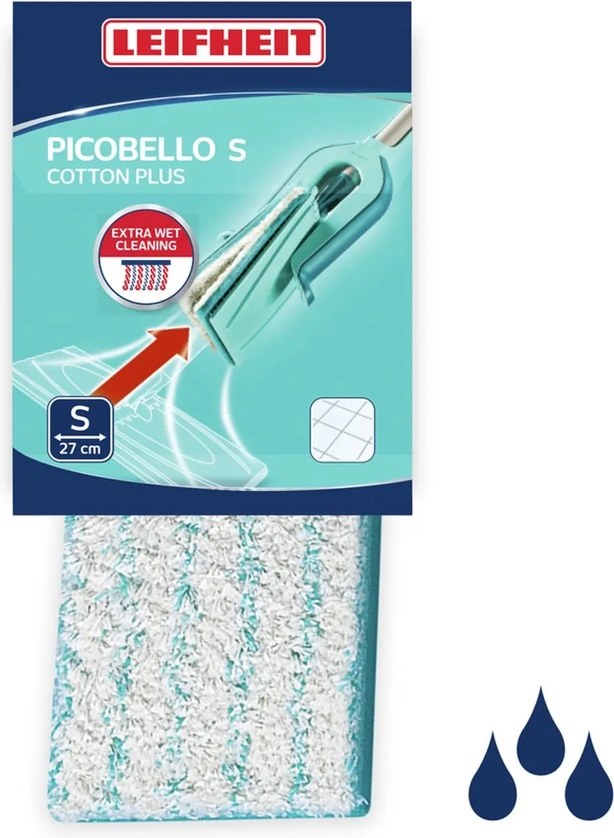 Leifheit Picobello S Dweildoek Cotton Plus 27cm - Turquoise/Wit
