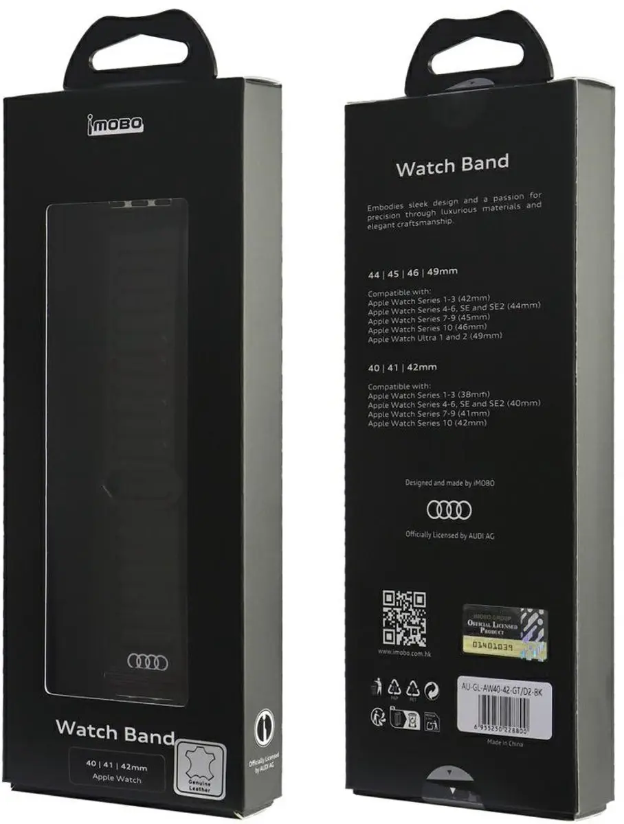 Audi Apple Watch Band 40mm - Zwart - Echt Leer
