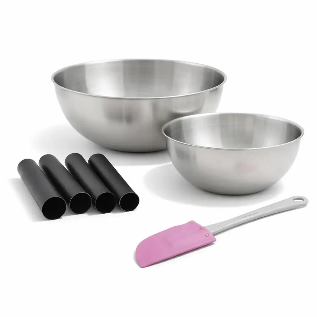 Zenker Bakset Cannoli-vormpjes 13cm - 4 Stuks + 2 Mengkommen + Spatel - Zwart