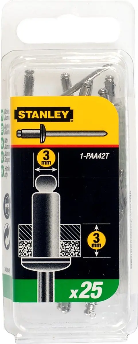 Stanley Popnagels 3x3mm