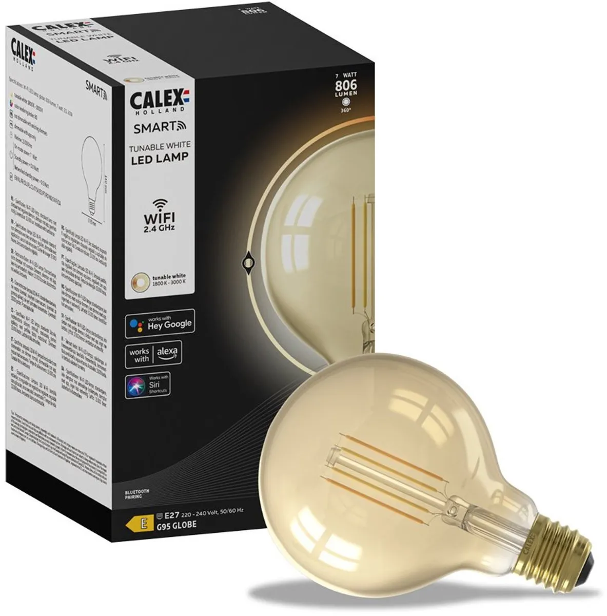 Calex Smart Bulb Globe Goud E27 - 7W Warm Wit