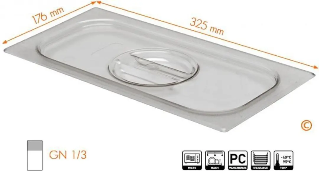 HENDI Deksel GN 325x176mm - Transparant Polycarbonaat