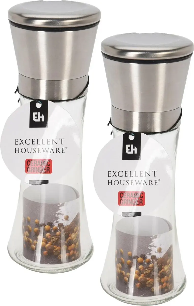 Excellent Houseware Pepermolen & Zoutmolen Glas