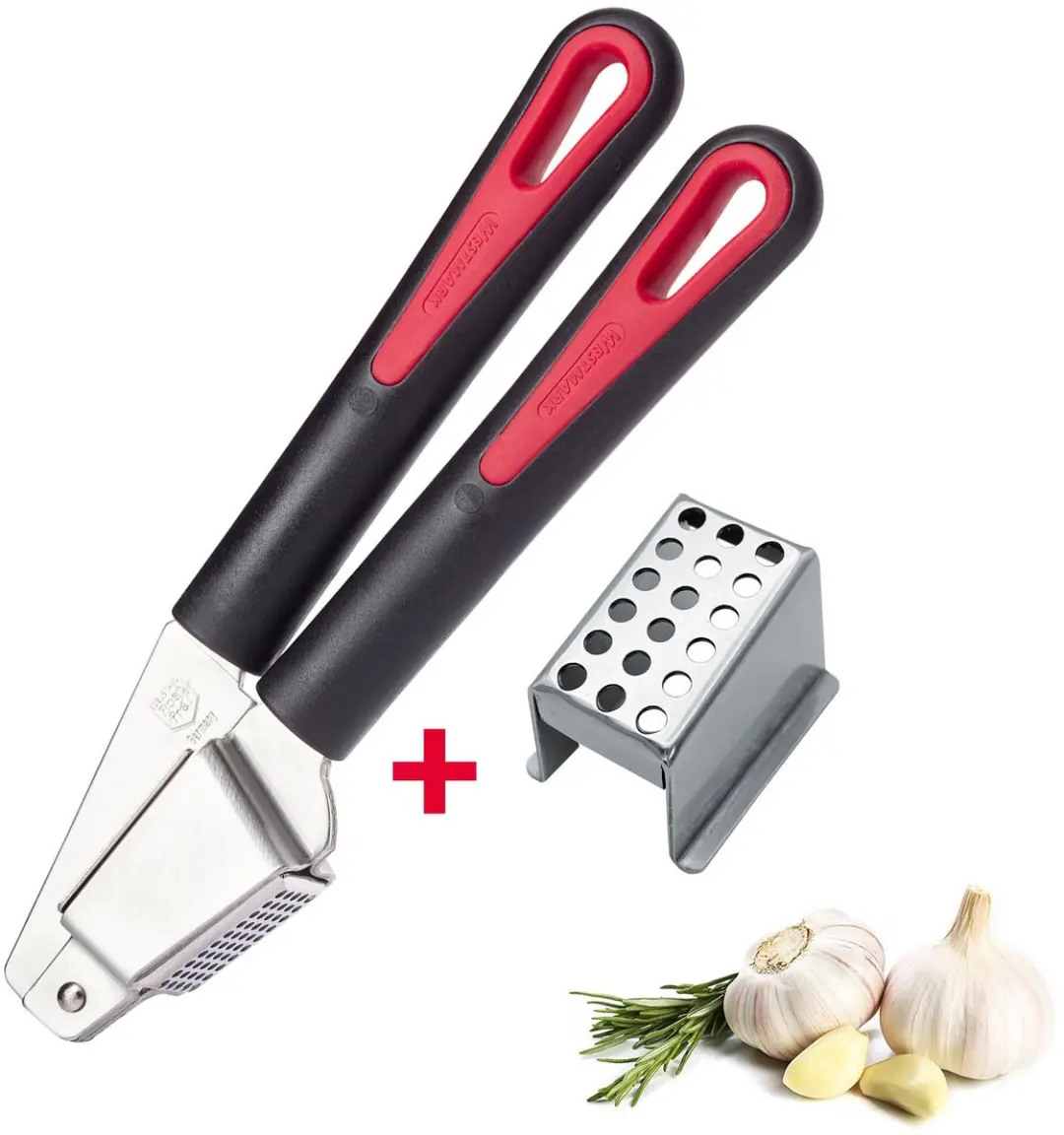 Westmark Gallant Plus Knoflookpers 29392270 - Fijn/Grof - Zwart/Rood/Zilver