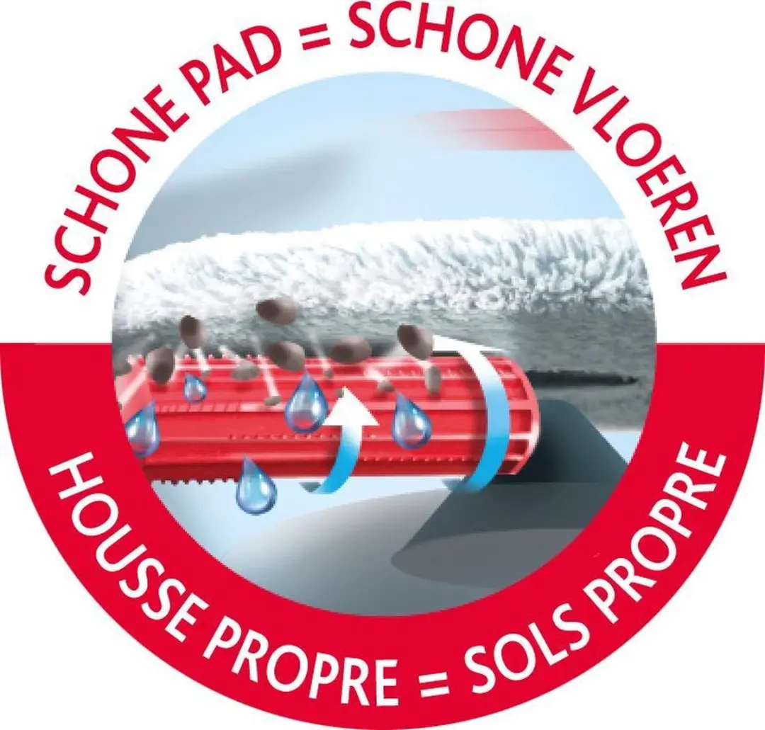 Vileda Spin&Clean Microvezelpad 161822 - Wit/Rood
