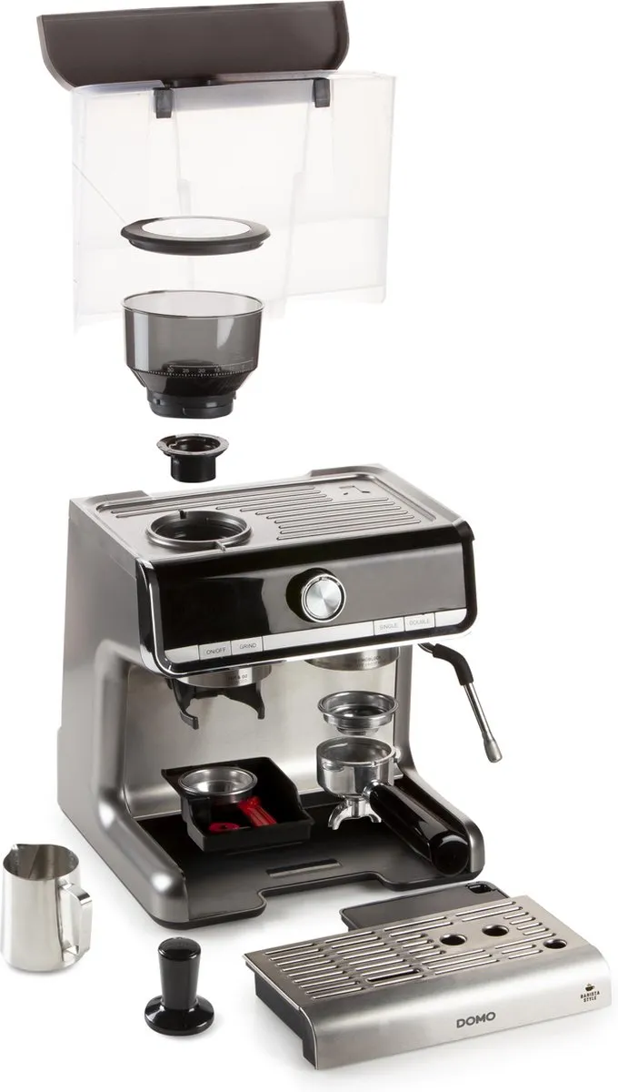 Domo DO720K Espressomachine met bonenmaler 15 bar - Zilver