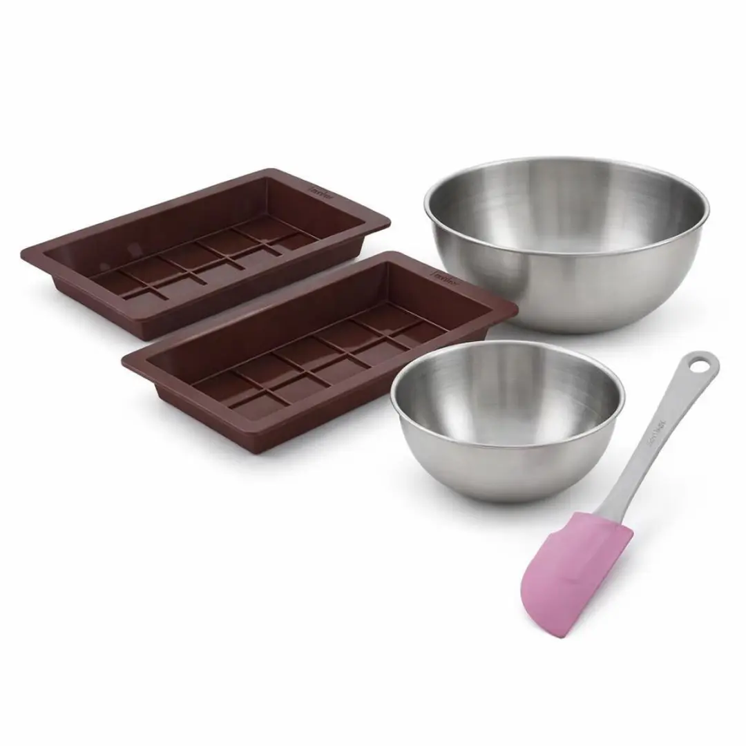 Zenker Chocoladevormen Set - 2 Stuks + Spatel + 2 Mengkommen RVS