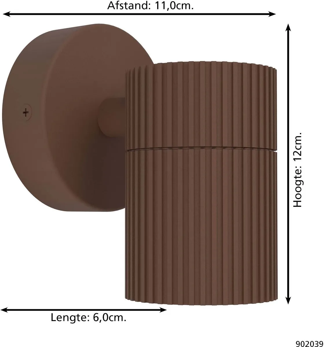 Eglo Tomelloso Wandlamp Buiten GU10 - 28W - Donkerbruin