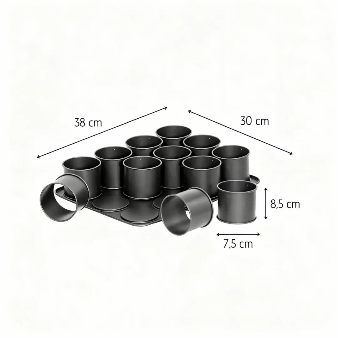 Zenker Bakkersset Mini Ronde Vormpjes 38x30cm - Zwart