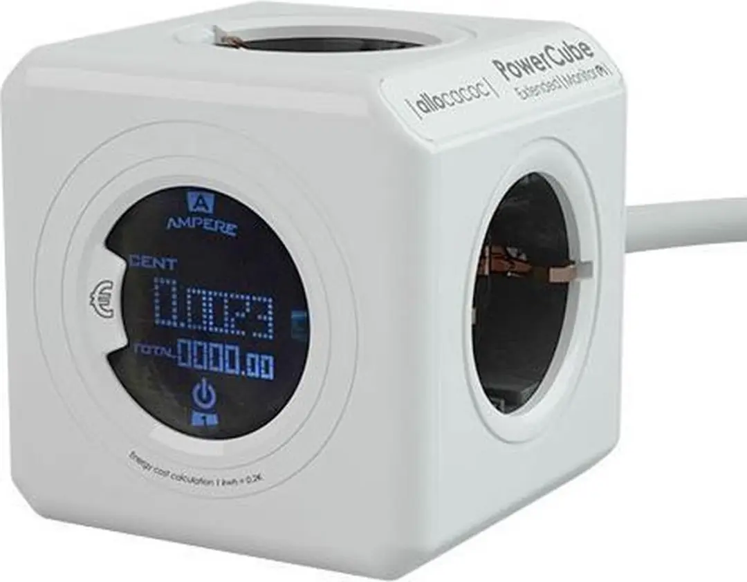 Allocacoc PowerCube Extended Monitor 1.5mm² - 4 Stopcontacten 3680W - Wit