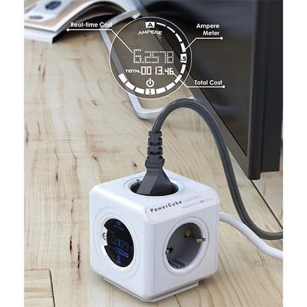 Allocacoc PowerCube Extended Monitor 1.5mm² - 4 Stopcontacten 3680W - Wit