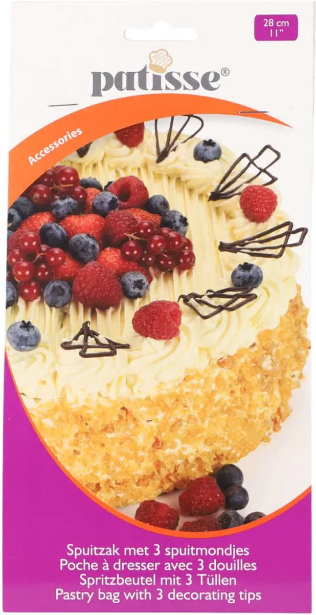 Patisse Spuitzak Blauw - 28cm - 3 Spuitmondjes