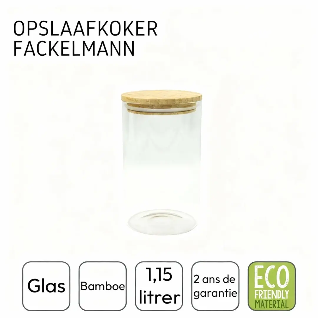 Fackelmann Nature Bewaarbox Glas 1,15L - Bamboedeksel