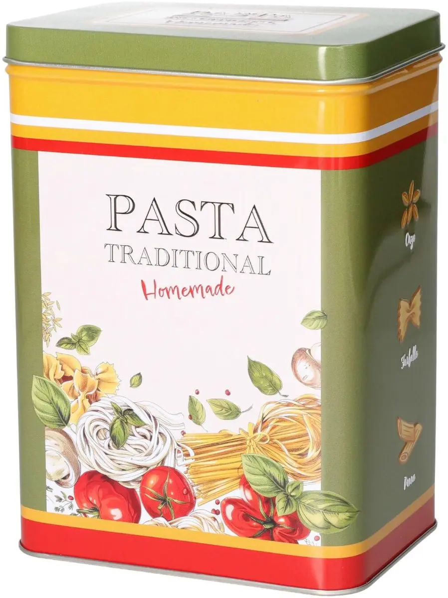 Excellent Houseware Nostalgia Pasta Bewaarblik - 1.6L - 2-delig - Rood/ Groen