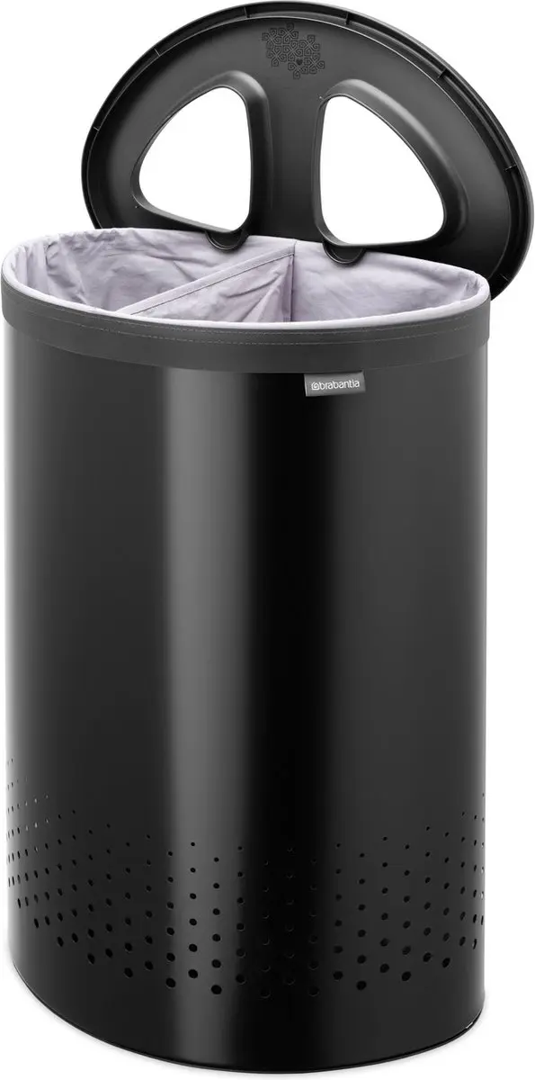 Brabantia Wasmand 242366 - 55L - 2 Vakken - Matt Black/Dark Grey - afbeelding 6 van 6