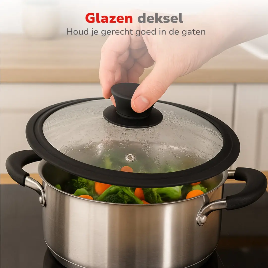 Alpina Universeel Glazen Deksel 24/26/28cm - Transparant