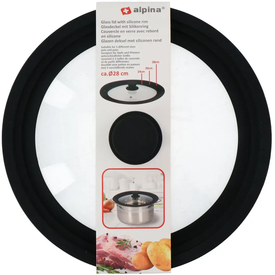 Alpina Universeel Glazen Deksel 24/26/28cm - Transparant
