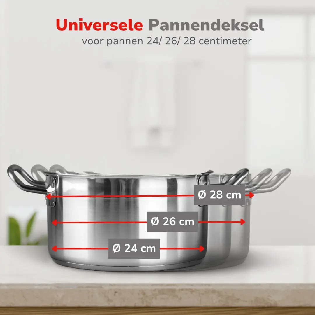 Alpina Universeel Glazen Deksel 24/26/28cm - Transparant