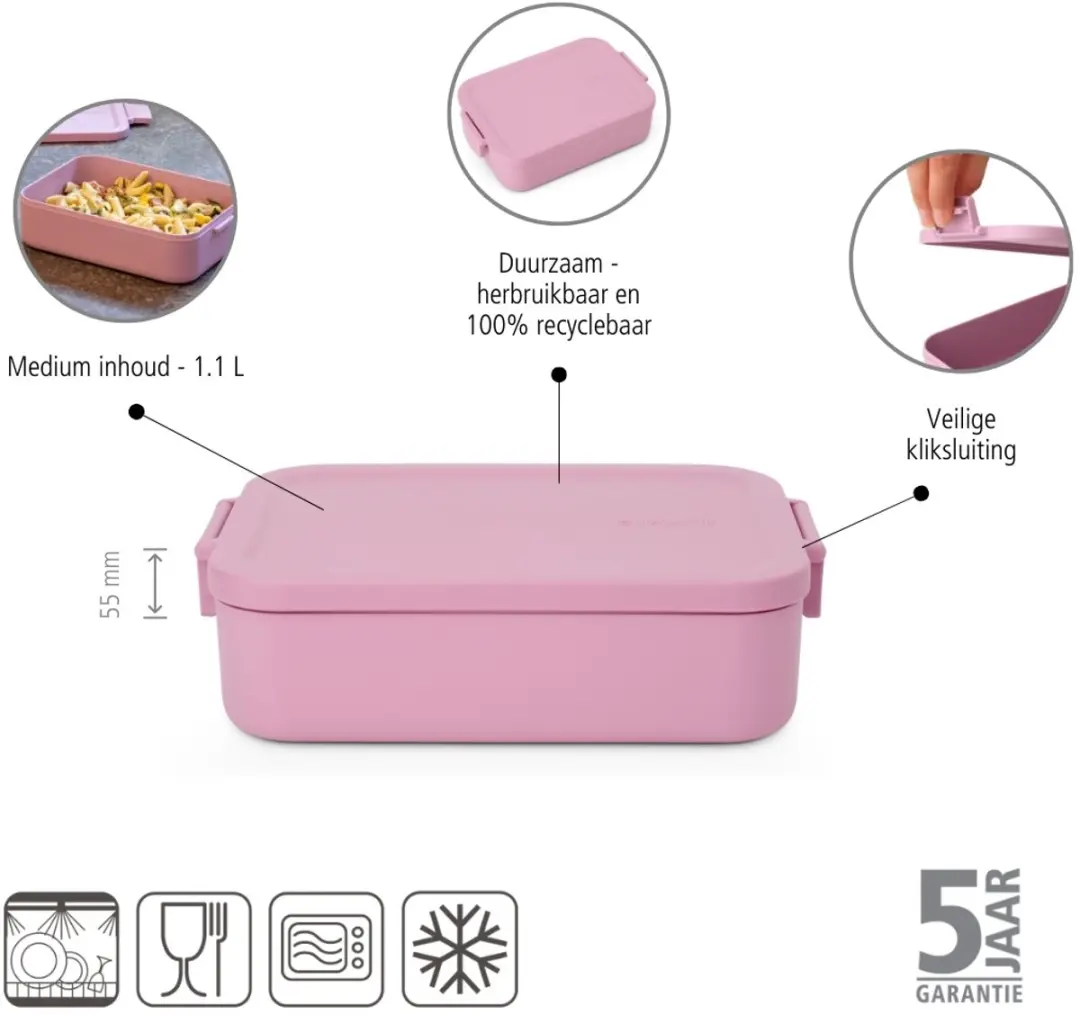 Brabantia Make & Take Lunchbox Medium 1.1L - Lilac Pink