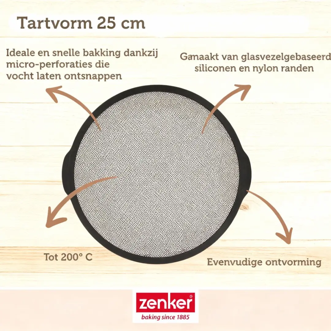 Zenker Taartvorm 25cm - Glasvezelsilicone - Grijs/Zwart