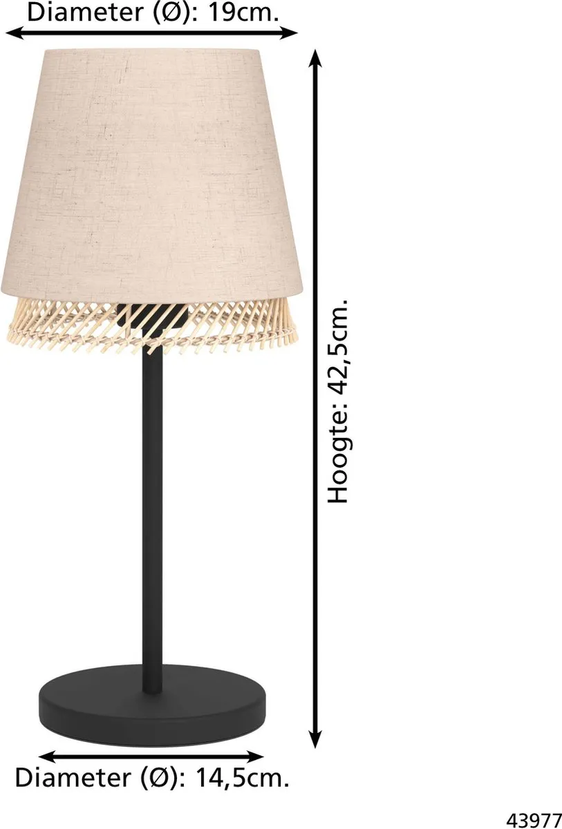 Eglo Tabley Tafellamp E27 - 42,5 cm - Bruin/Zwart