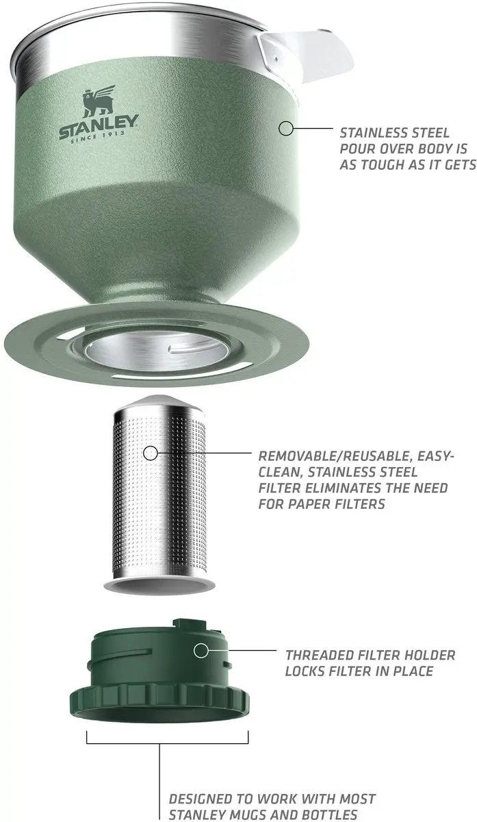 Stanley Perfect Brew Pour Over Koffiemaker - Hammertone Green - afbeelding 6 van 6