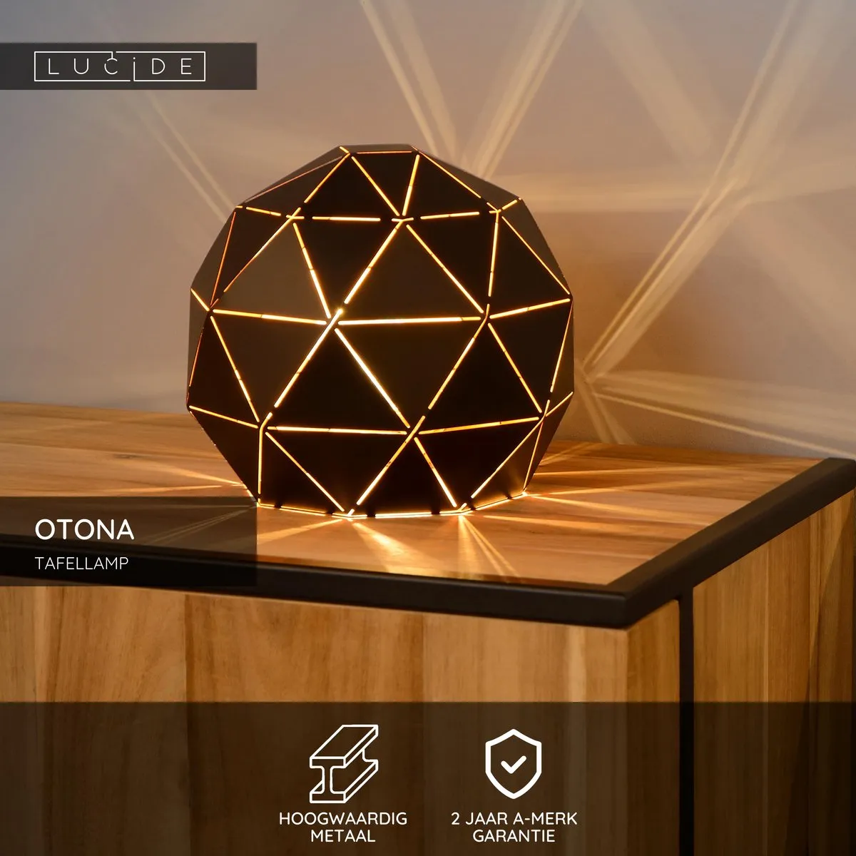 Lucide Otona Tafellamp Ø25cm - 1xE27 - Zwart