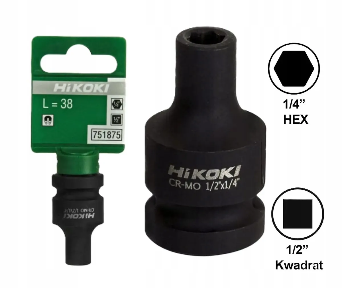 Hikoki Slagmoersleuteladapter 1/2" naar 1/4" met magneet
