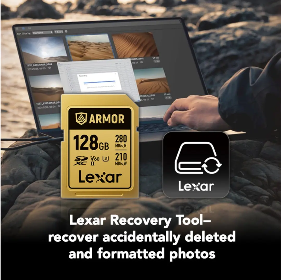 Lexar SDXC Pro Gold Series ARMOR UHS-II 128GB - 280MB/s Lezen