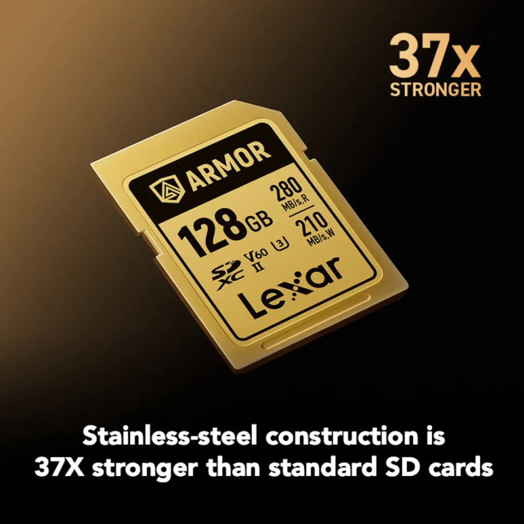 Lexar SDXC Pro Gold Series ARMOR UHS-II 128GB - 280MB/s Lezen