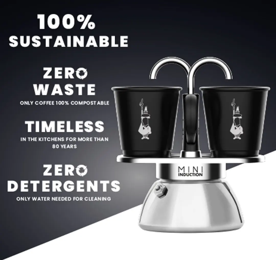 Bialetti Mini Express 2 Kops Inductie Espressomaker 9cm - Zilver