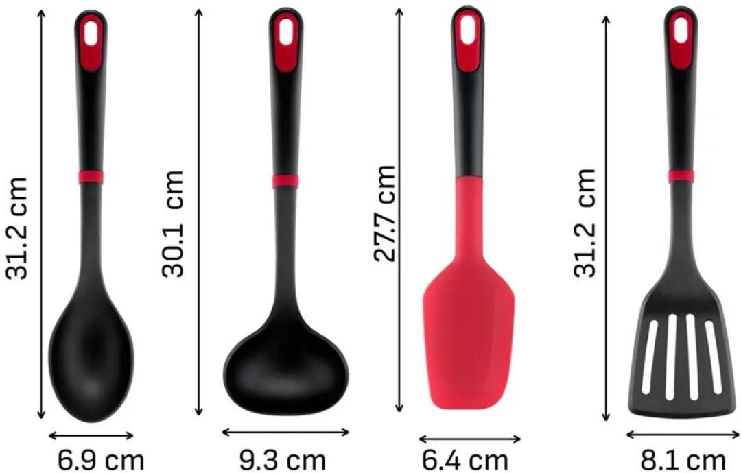 Tefal Ingenio Plus Spatel Set 4-delig - Rood/Zwart - afbeelding 6 van 6