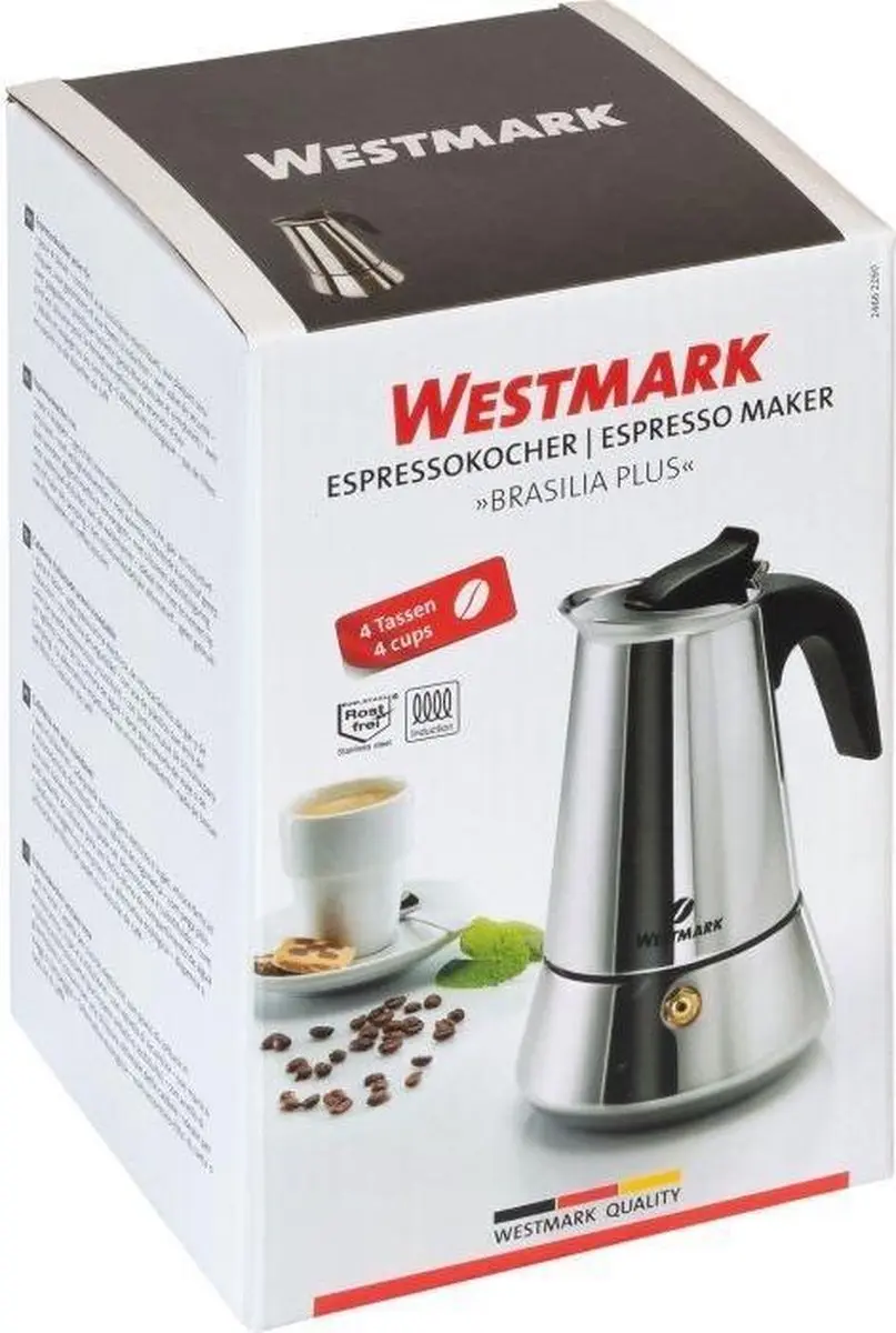 Westmark Brasilia Plus Italiaanse Espressokan 4-delig - Zilver