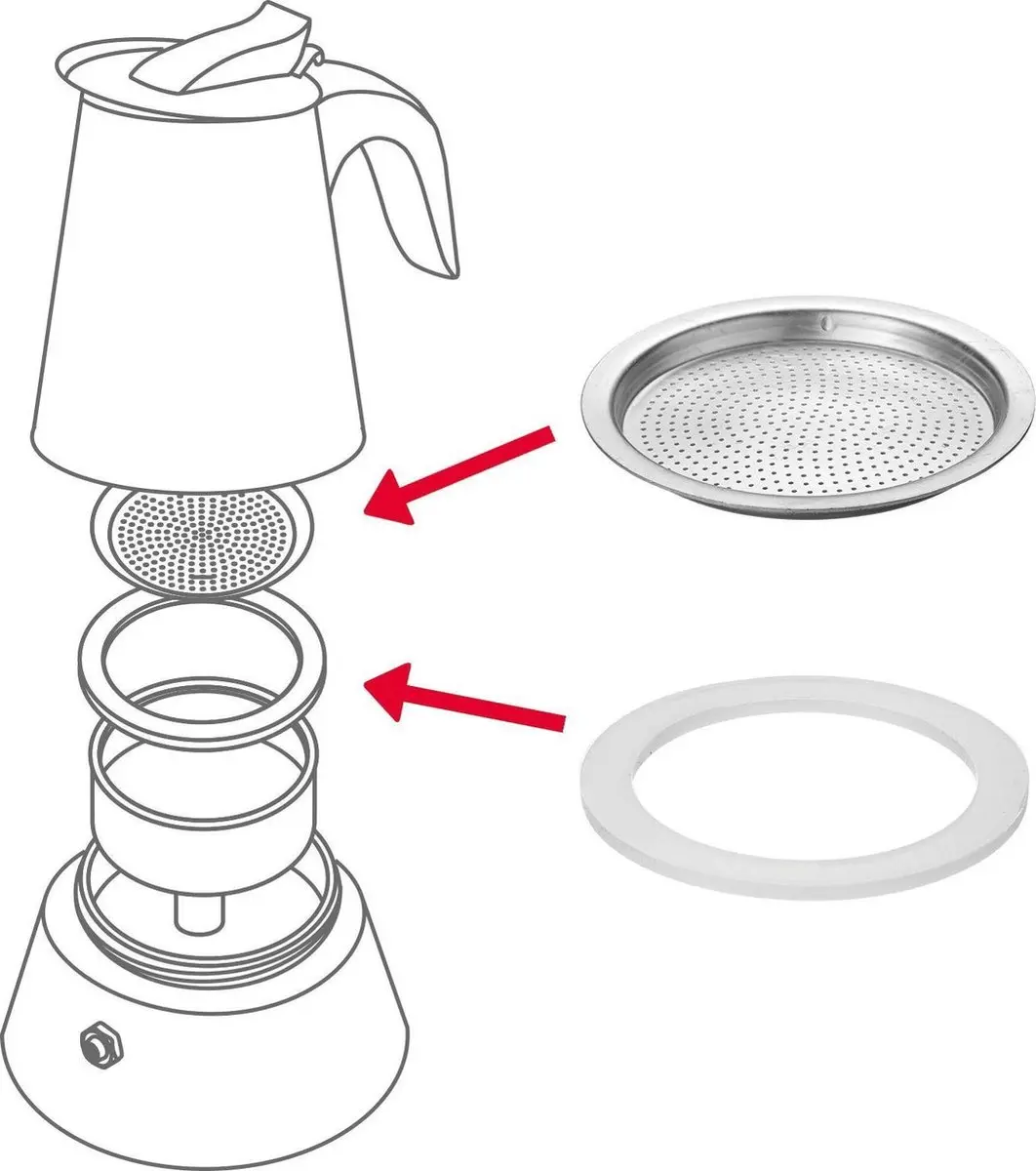 Westmark Brasilia Plus Italiaanse Espressokan 4-delig - Zilver