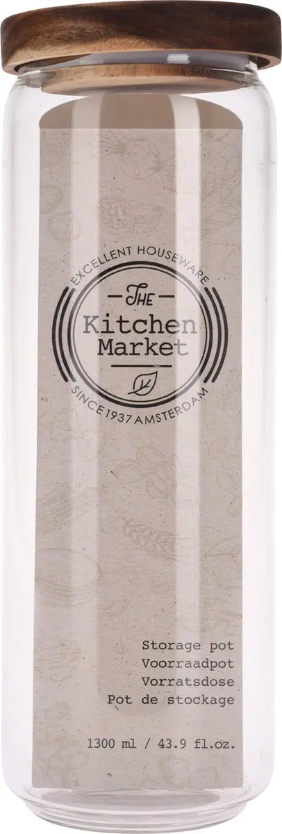 Excellent Houseware Glazen Luxe Keukenvoorraadpot 1300ml - 4-delig