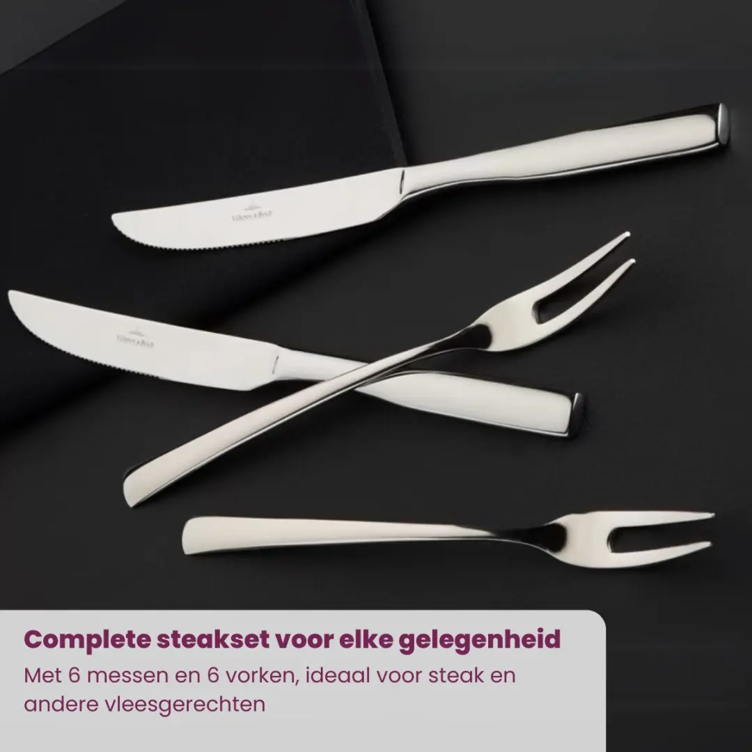 Villeroy & Boch Steakcouvert Piemont - 6-delig - Zilver