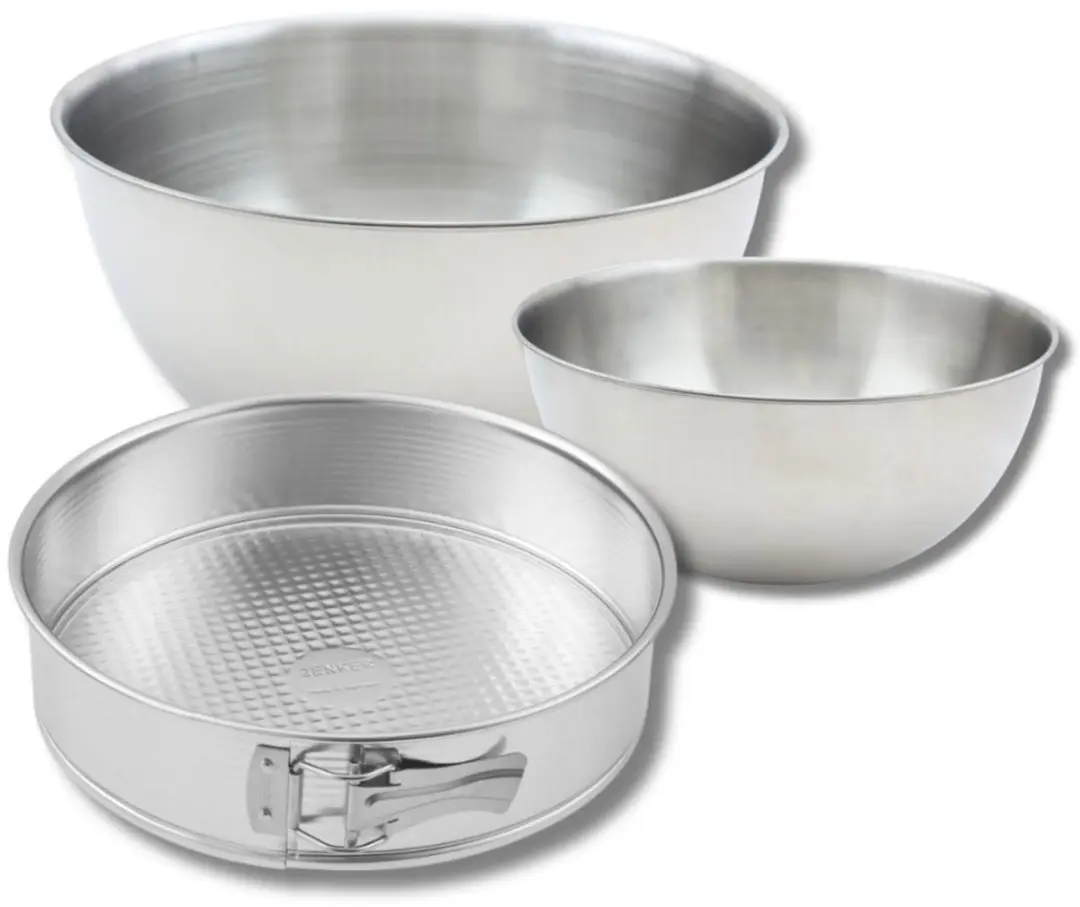 Zenker Set Springvorm 28cm + Spatel + 2 Mengkommen RVS