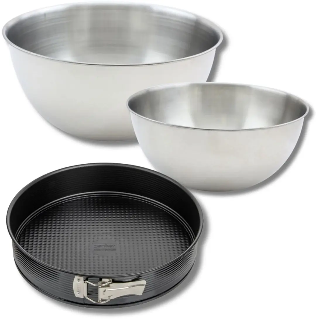 Zenker Set Springvorm 28cm + Spatel + 2 Mengkommen RVS - Grijs
