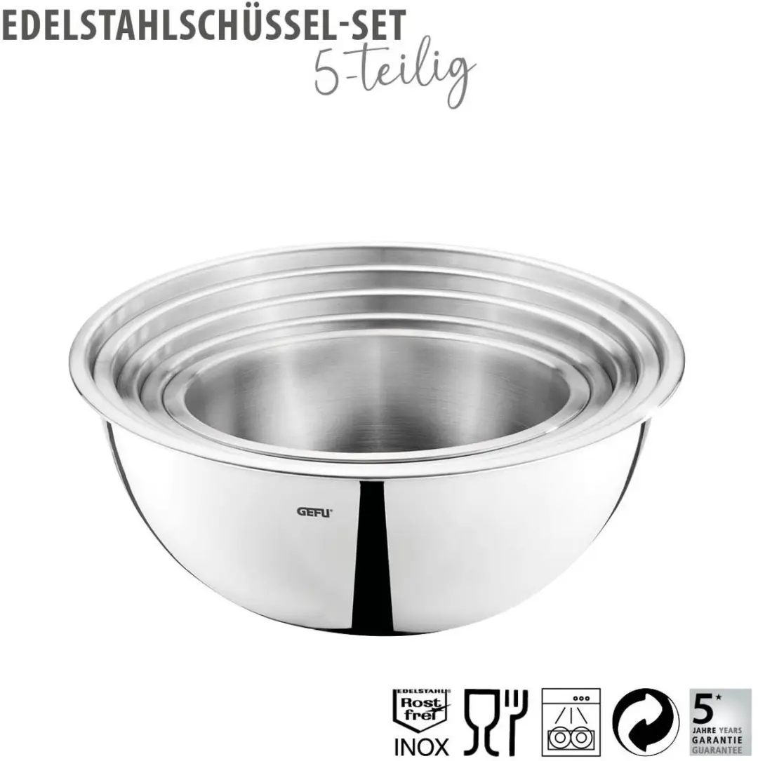 GEFU RVS Mengkommen Set 5 Stuks - Ø24cm - 3,5L