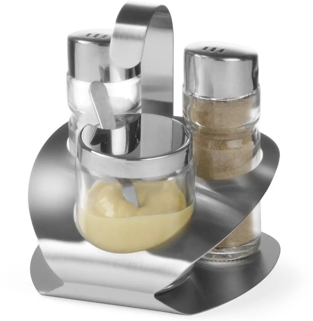 Hendi Menage 3-delig 465332 - Peper/Zout/Mosterd - Zilver