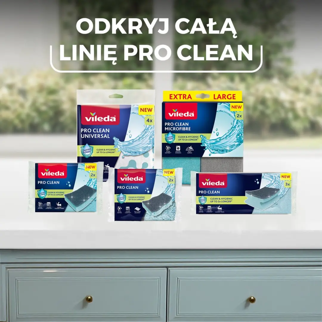 Vileda Pro Clean Geprofileerde Spons - Enzymen - 3 Stuks