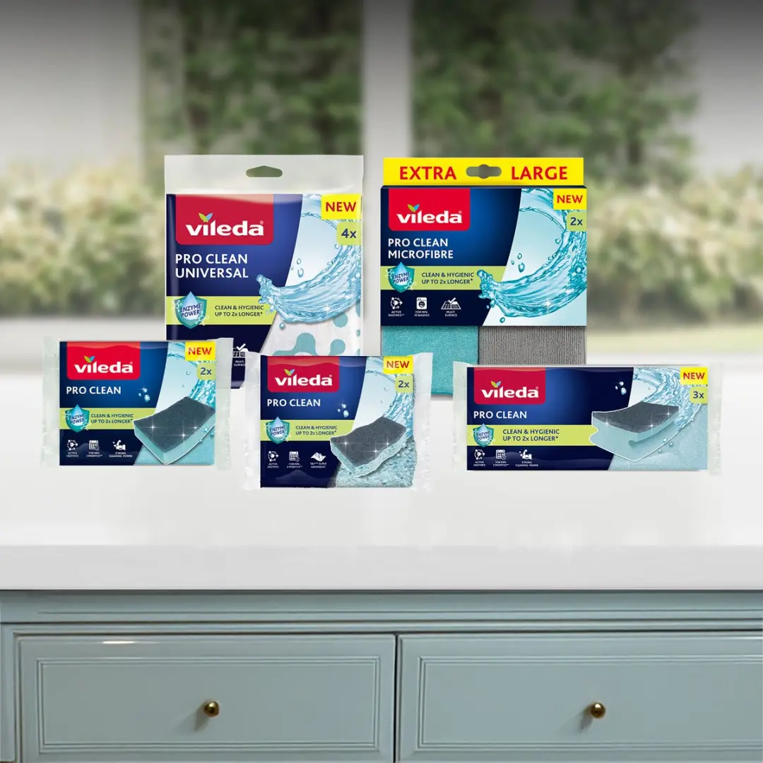 Vileda Pro Clean Geprofileerde Spons - Enzymen - 3 Stuks