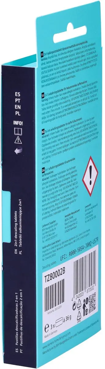 Siemens EQ Ontkalkingstabletten 3x36g - 9 Beurten