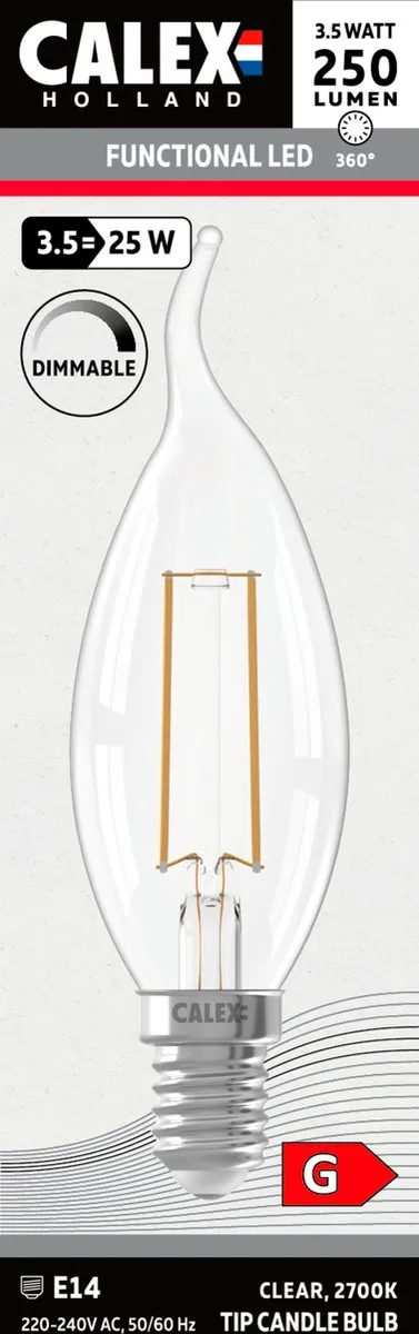 Calex LED Filament Tip-Kaars E14 3.5W - Helder