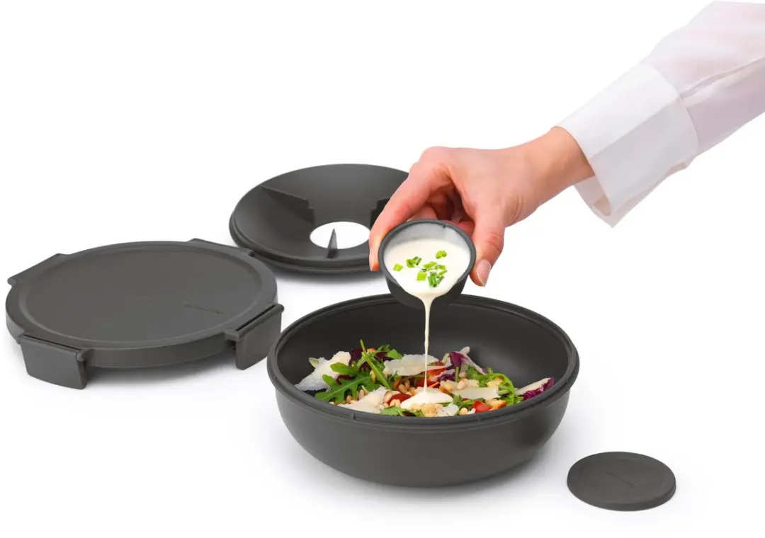 Brabantia Make & Take Salade Lunchbox & Bestekset 3-delig - Dark Grey