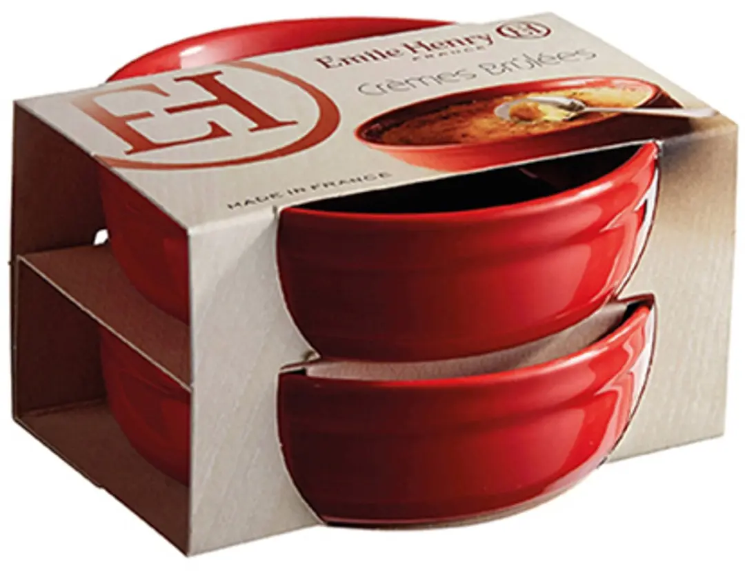 Emile Henry Grand Cru Crème Brûlée Schaaltjes 250ml - 2 Stuks - Rood
