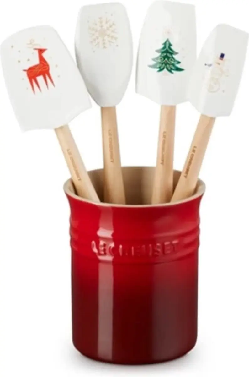 Le Creuset Kerstspatelpot met 5 Spatels