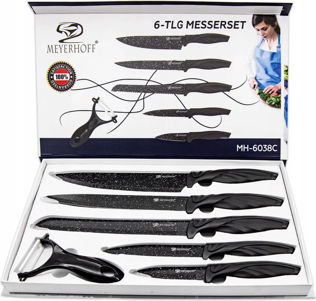 Meyerhoff MH-6038C 6-delige Messenset - Roestvrij staal - Zwart