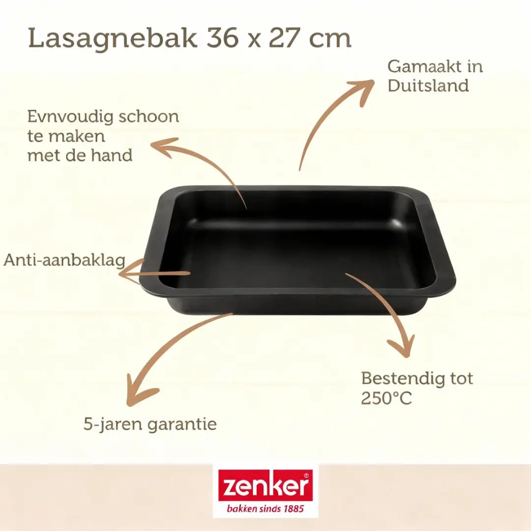 Zenker 7503 Lasagneschaal 36x27cm - Zwart