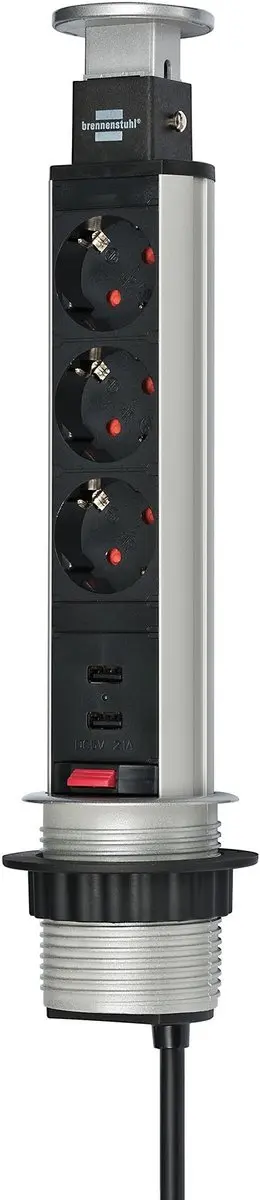 Brennenstuhl Tower Power USB-Charger 3-stopcontacten 2m